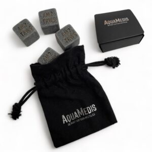 AquaMedis "Rox" Schatulle mit dem Baumwolltäschchen und den 4 kleinen Steinen
