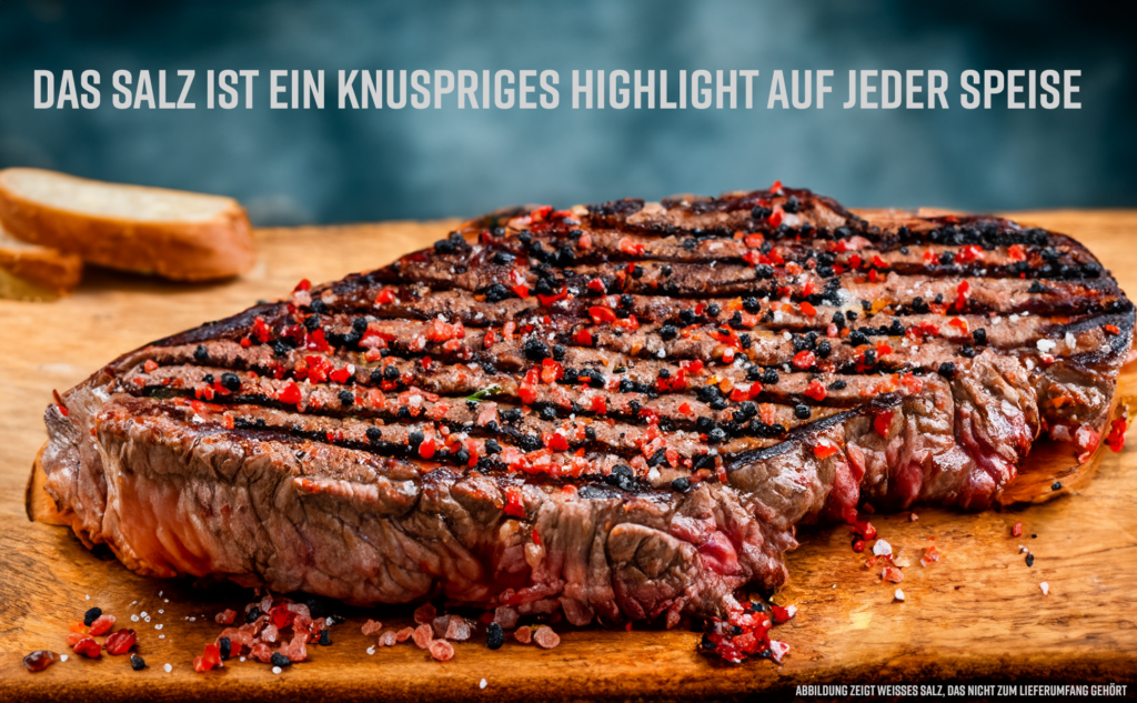 Steak mit aufgestreutem AquaMedis Kraftsalz